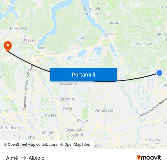 Almè to Albiolo map