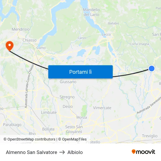 Almenno San Salvatore to Albiolo map