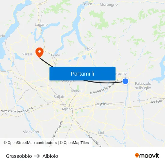 Grassobbio to Albiolo map