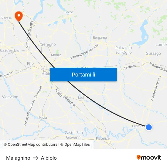 Malagnino to Albiolo map