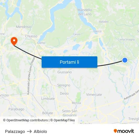 Palazzago to Albiolo map