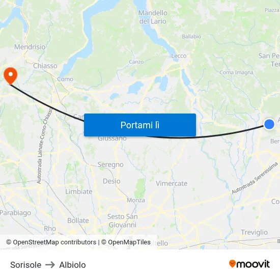 Sorisole to Albiolo map