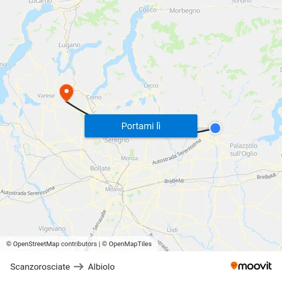 Scanzorosciate to Albiolo map