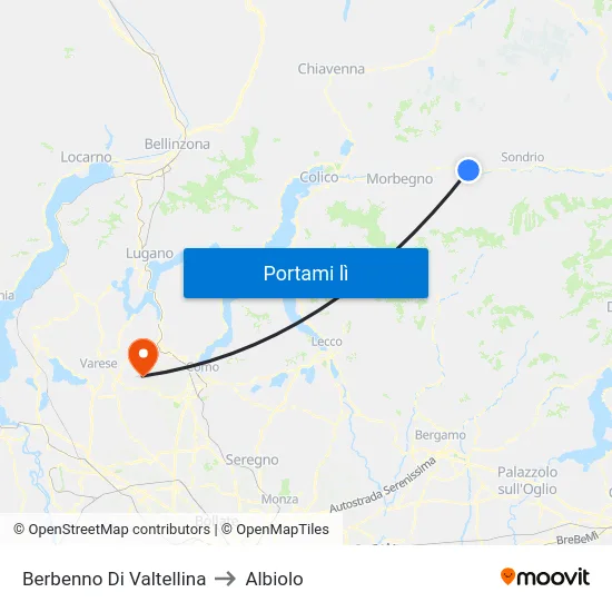 Berbenno Di Valtellina to Albiolo map