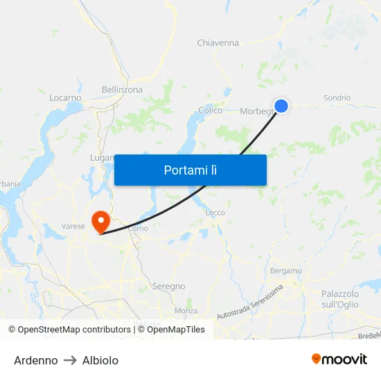 Ardenno to Albiolo map