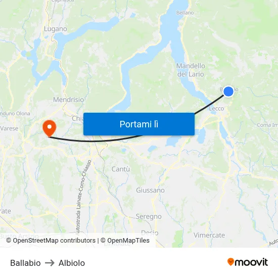 Ballabio to Albiolo map