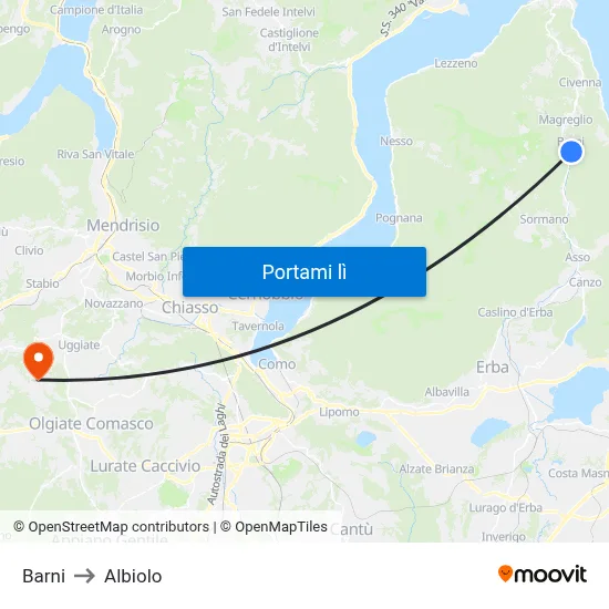 Barni to Albiolo map
