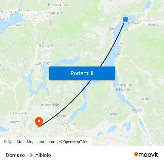 Domaso to Albiolo map