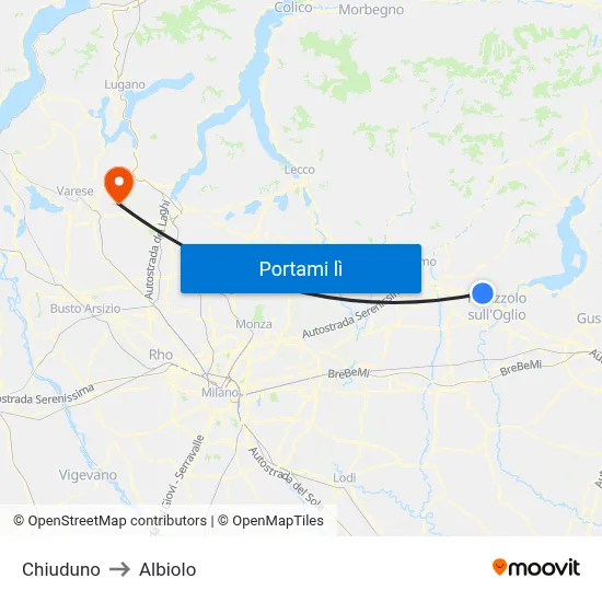 Chiuduno to Albiolo map