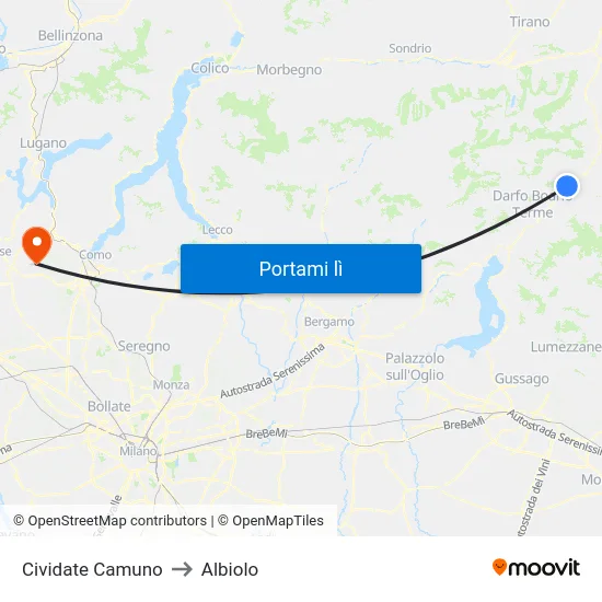 Cividate Camuno to Albiolo map