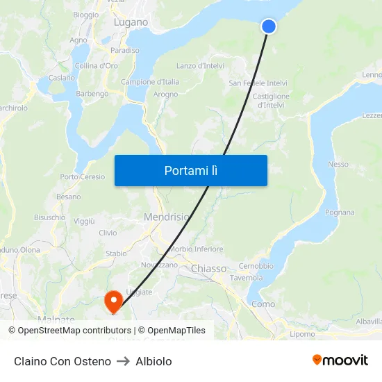 Claino Con Osteno to Albiolo map