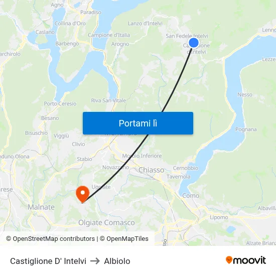 Castiglione D' Intelvi to Albiolo map