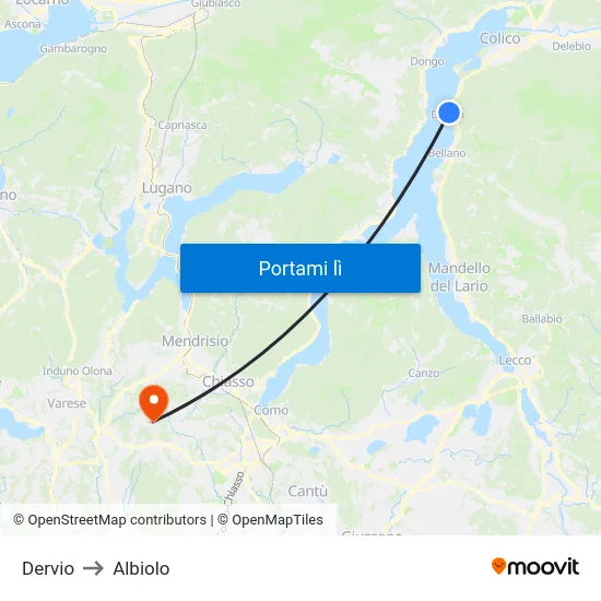 Dervio to Albiolo map