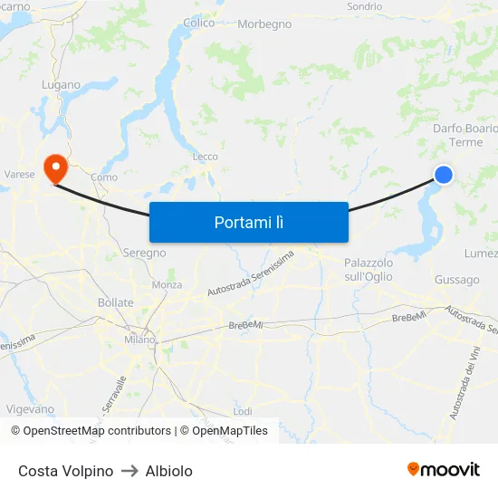 Costa Volpino to Albiolo map
