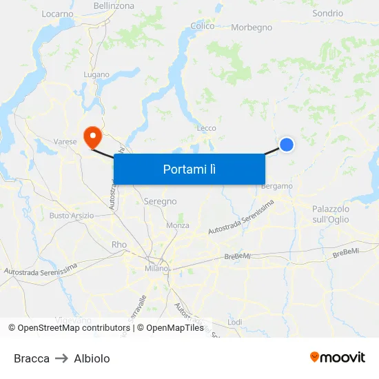 Bracca to Albiolo map