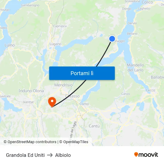 Grandola Ed Uniti to Albiolo map