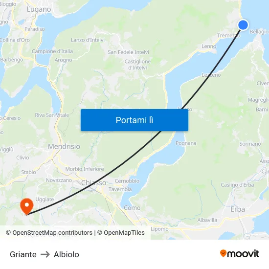 Griante to Albiolo map