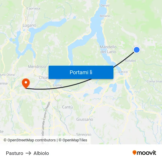 Pasturo to Albiolo map