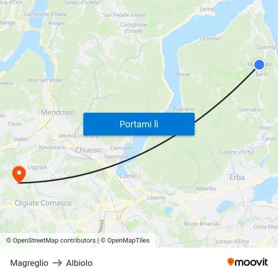 Magreglio to Albiolo map
