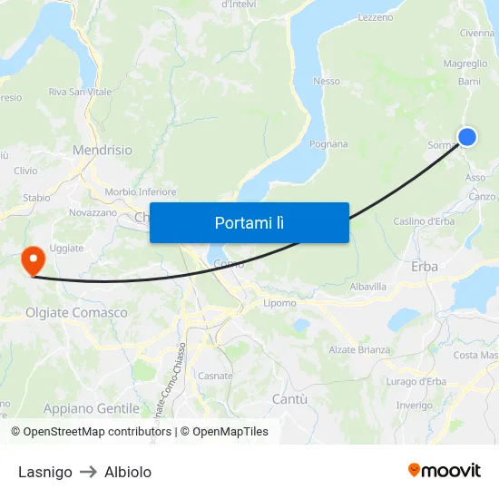 Lasnigo to Albiolo map