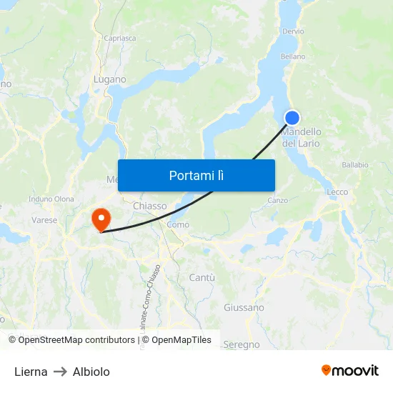 Lierna to Albiolo map