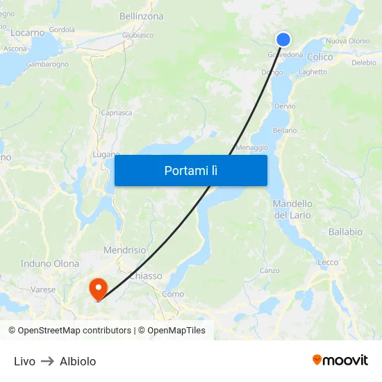Livo to Albiolo map
