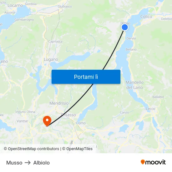 Musso to Albiolo map