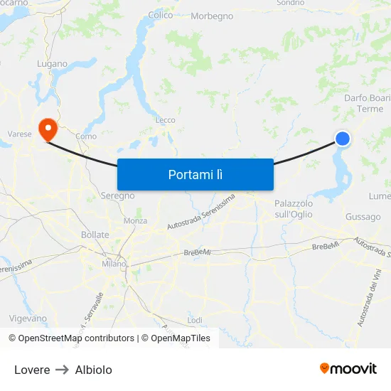 Lovere to Albiolo map