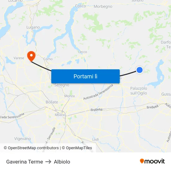 Gaverina Terme to Albiolo map