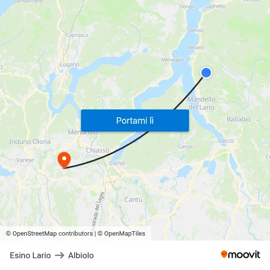 Esino Lario to Albiolo map