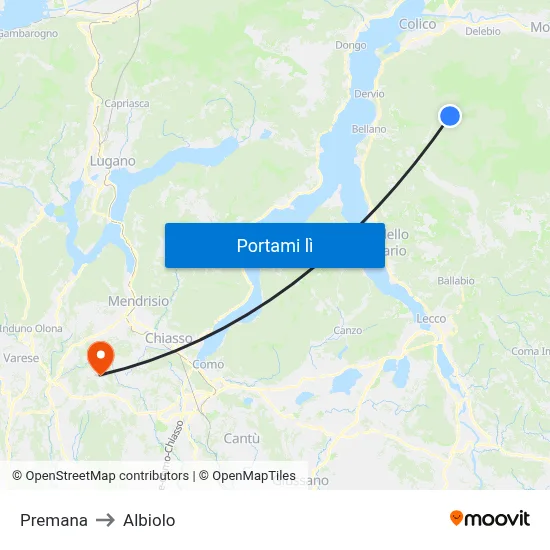Premana to Albiolo map