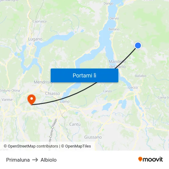 Primaluna to Albiolo map