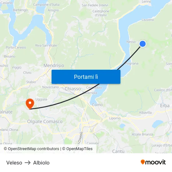 Veleso to Albiolo map