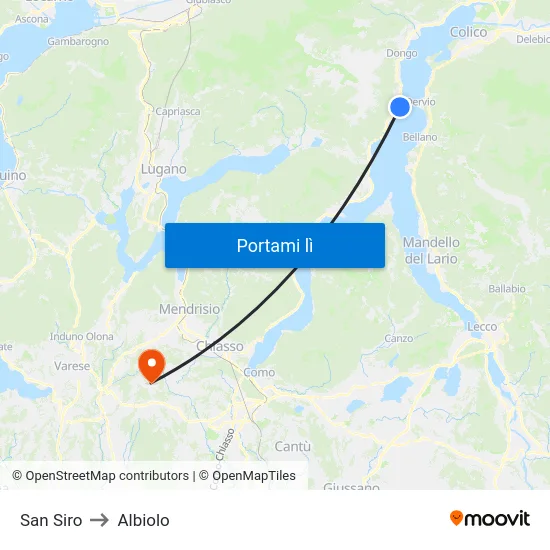 San Siro to Albiolo map
