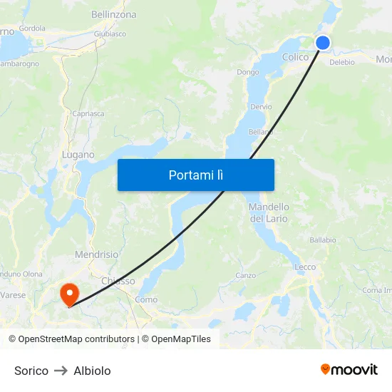 Sorico to Albiolo map