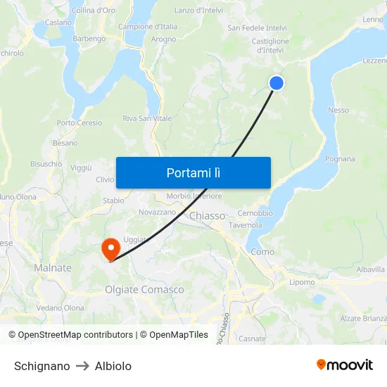 Schignano to Albiolo map