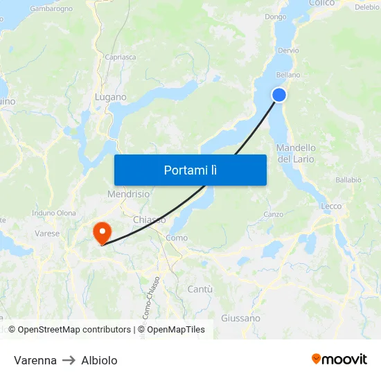 Varenna to Albiolo map