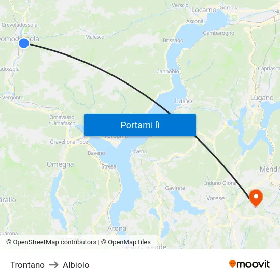 Trontano to Albiolo map