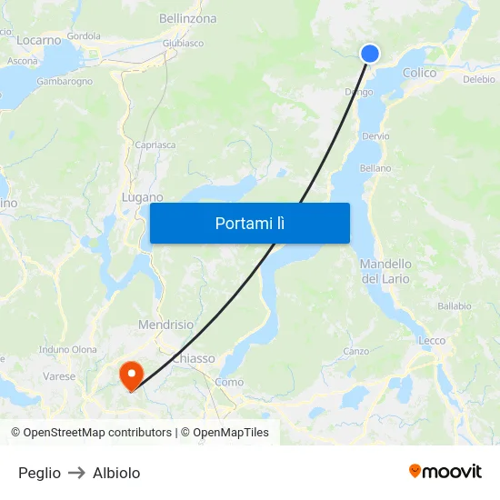 Peglio to Albiolo map