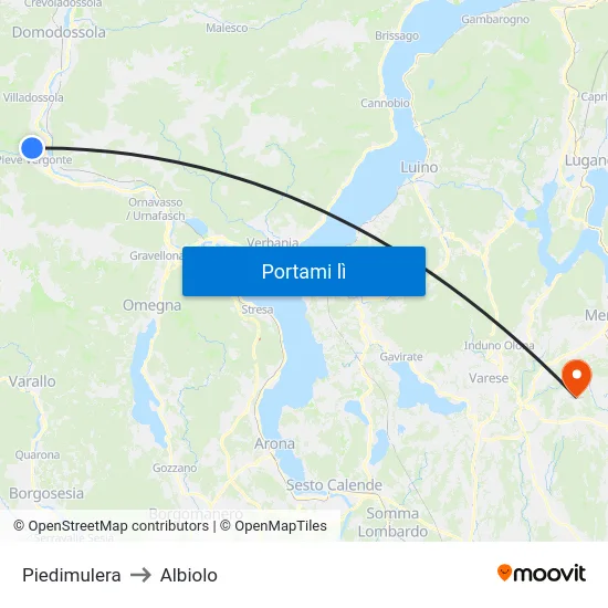 Piedimulera to Albiolo map