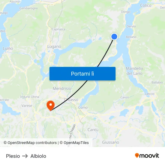 Plesio to Albiolo map