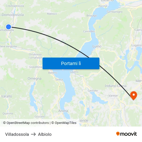 Villadossola to Albiolo map