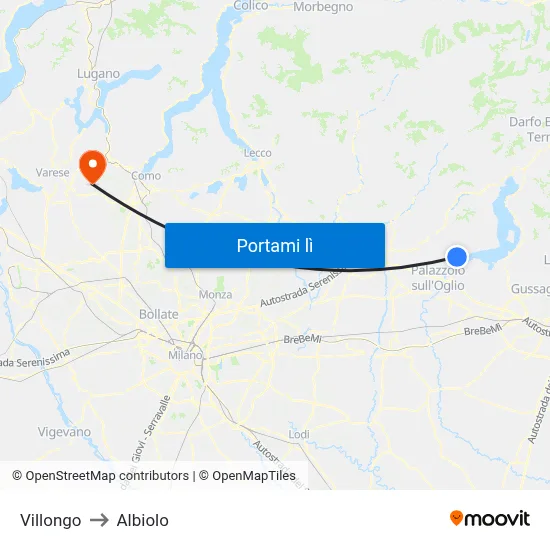Villongo to Albiolo map