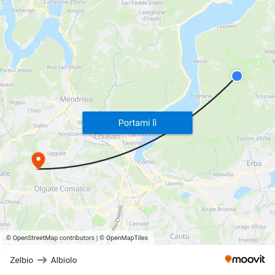 Zelbio to Albiolo map
