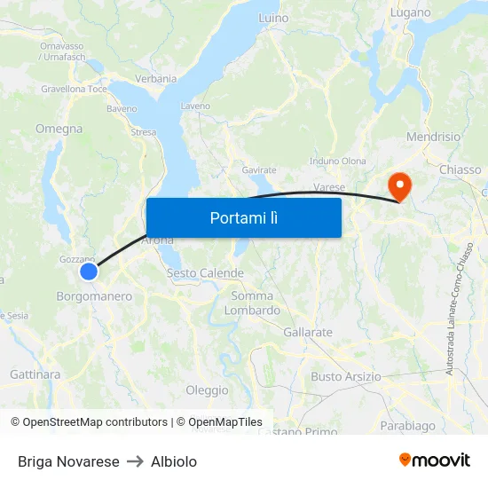 Briga Novarese to Albiolo map