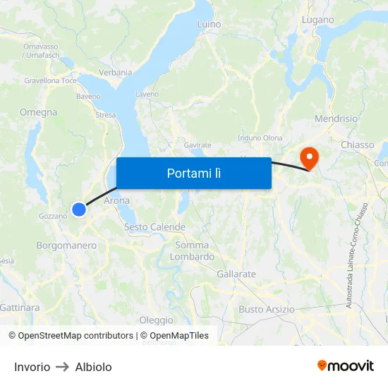 Invorio to Albiolo map