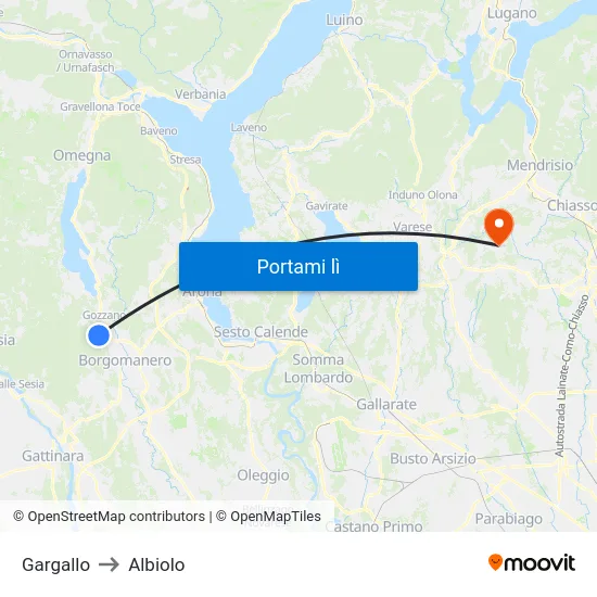 Gargallo to Albiolo map