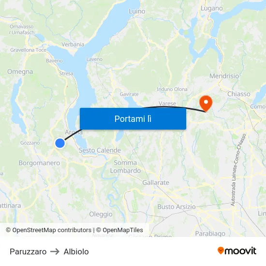 Paruzzaro to Albiolo map