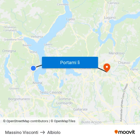 Massino Visconti to Albiolo map