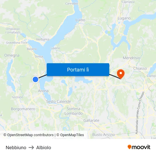 Nebbiuno to Albiolo map